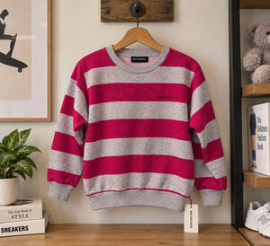 Balenciaga Kids Striped Sweatshirt Pink Gray Size 6 NWT $295 Designer